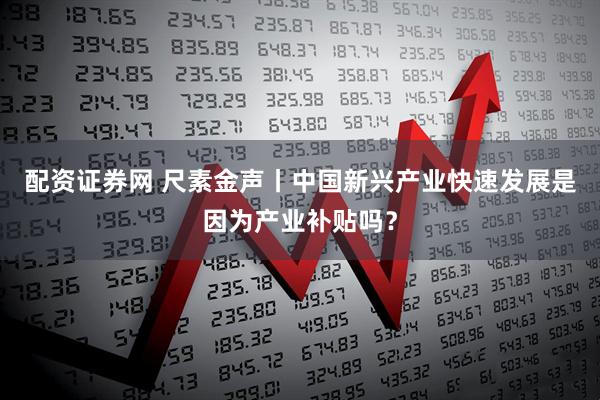 配资证券网 尺素金声丨中国新兴产业快速发展是因为产业补贴吗？